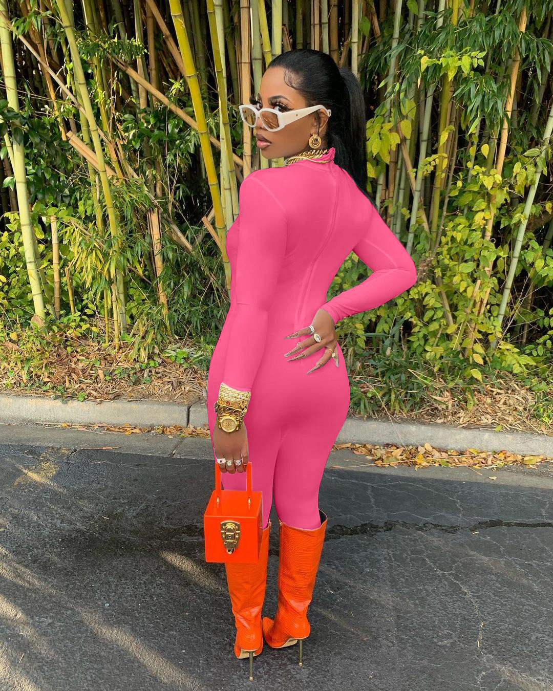 Women Autumn Winter Casual Sexy Solid Color Jumpsuit