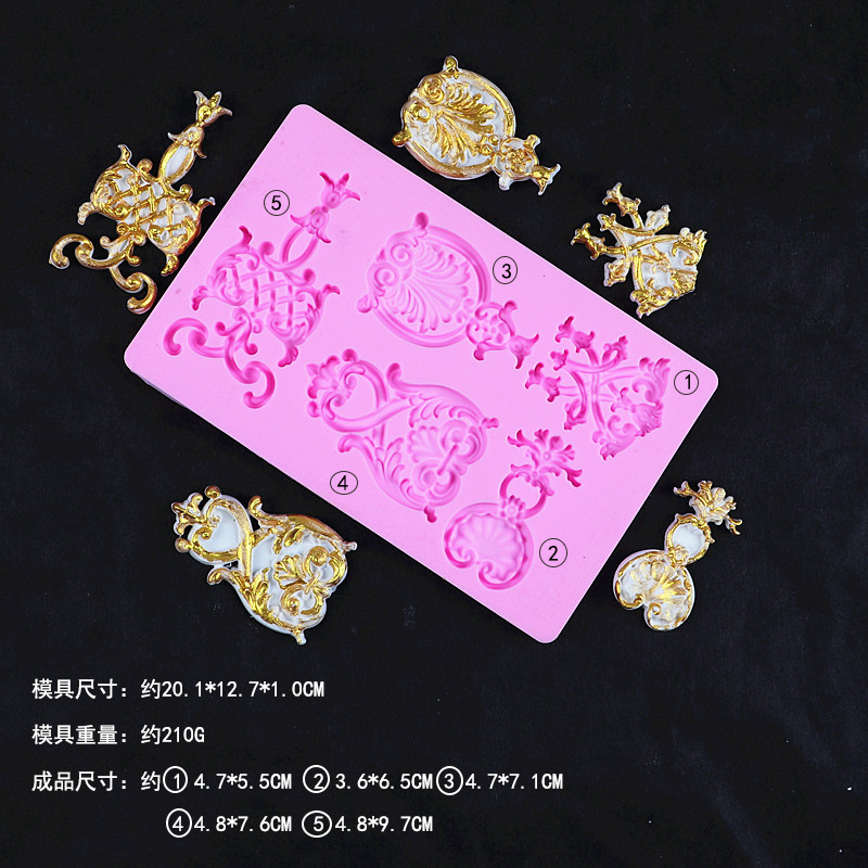 Corte de estilo europeo fondant pastel molde insignia patrón en relieve molde de silicona ritmo seco chocolate molde decorativo