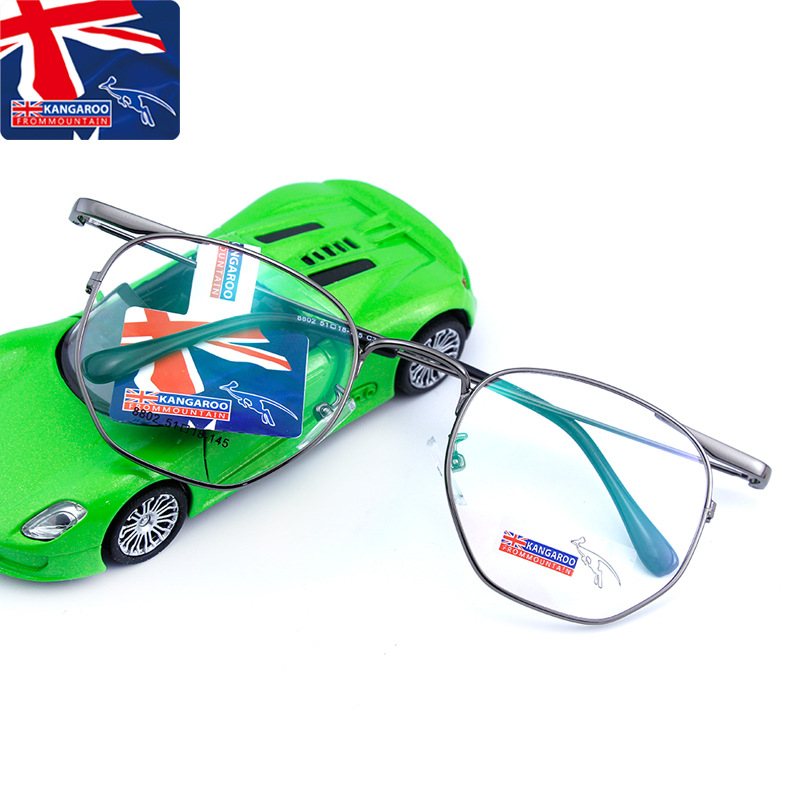 袋鼠新款金屬眼鏡框方框多邊形時尚眼鏡架網紅個性配近視眼睛鏡架