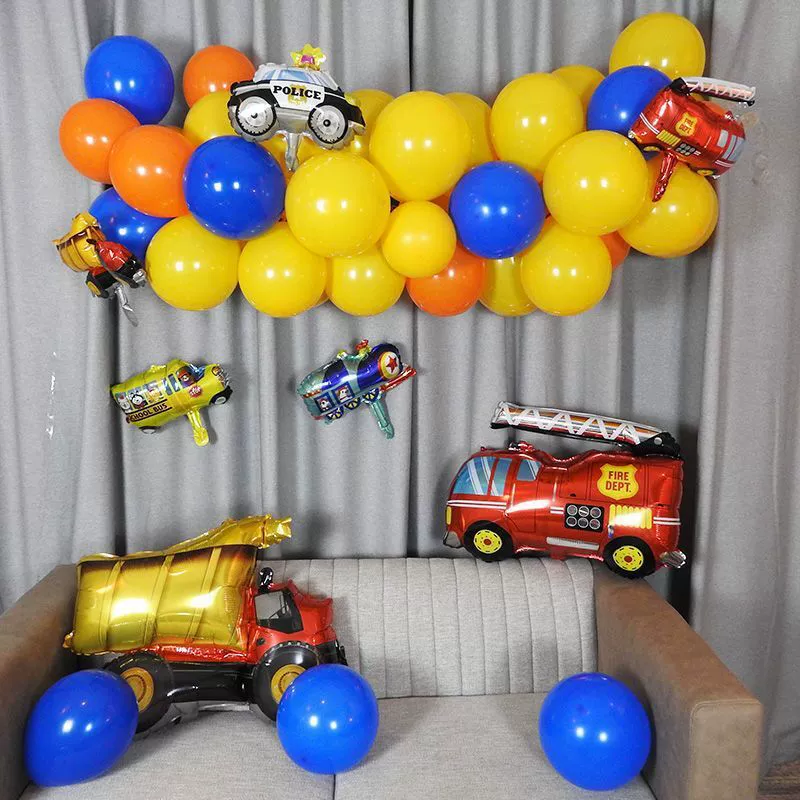 Алюминиевая пленка полицейский автомобиль поезд пикап Инженерная форма машины автомобиль большой воздушный шар украшение для дня рождения