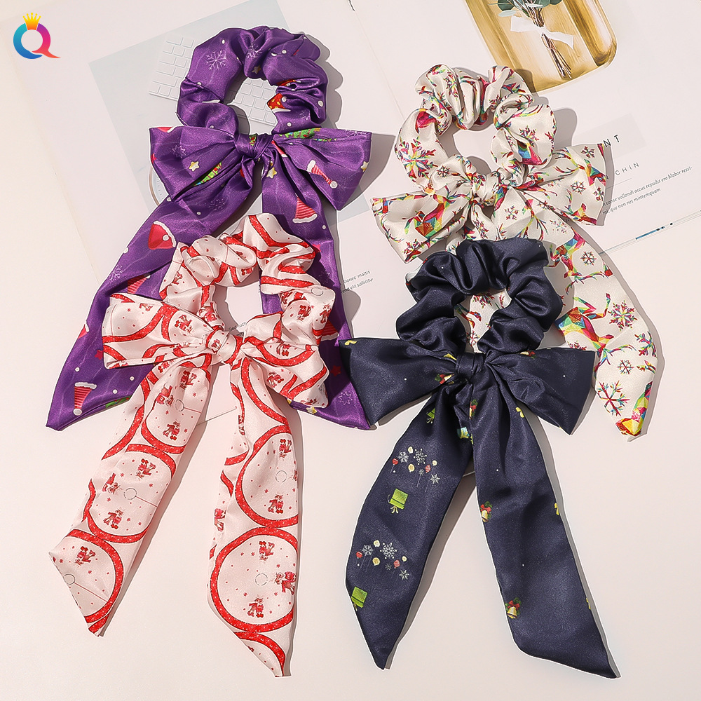 Bow Ribbon Sweet Christmas Simple Ponytail Large Intestine Hair Scrunchies display picture 23