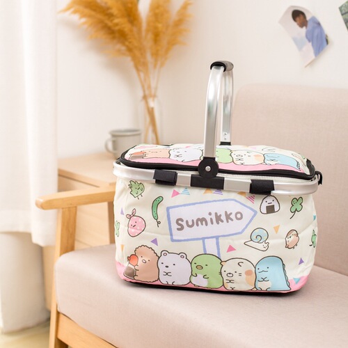 Cartoon portable ice bag outdoor cold insulation bag lunch bag large portable picnic basket thickened waterproof storage basket