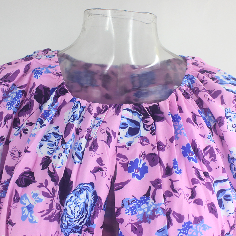 Short Sleeve Hollow Printed Dress NSYI10475