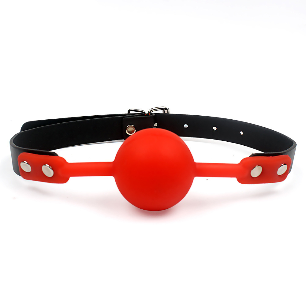 Spaß Erwachsene SM Flirt Spielzeug Leidenschaft Training Leder Silikon Mund Plug Ball_voghion.com