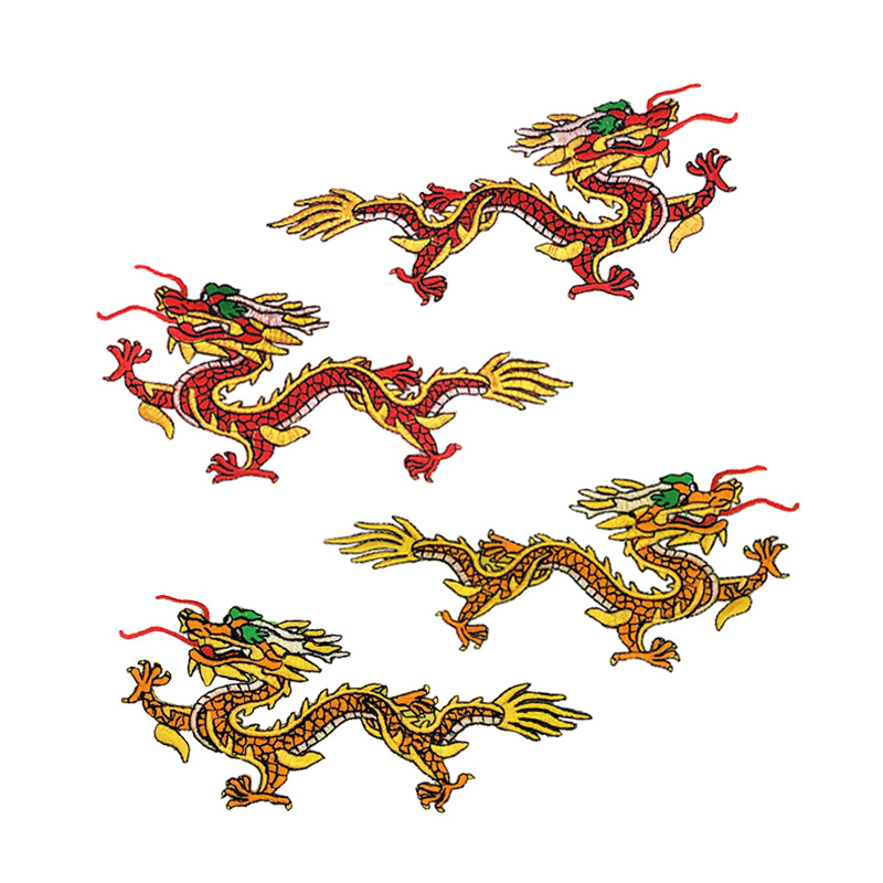 复古龙刺绣布贴礼服舞蹈服装饰绣花贴外套汉服DIY背胶补丁修饰贴