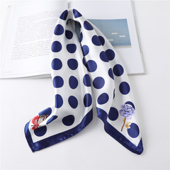 Korean fashion big polka dot silk scarf for women Hepburn style small square scarf new neck scarf sun protection thin scarf scarf
