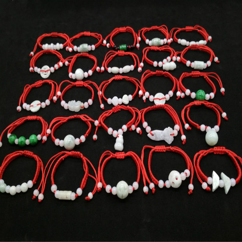 Natural Jade Red Rope Bracelet, Zodiac Year Red Rope Bracelet, Hand-knitted, Street Stall Best Selling Small Jewelry