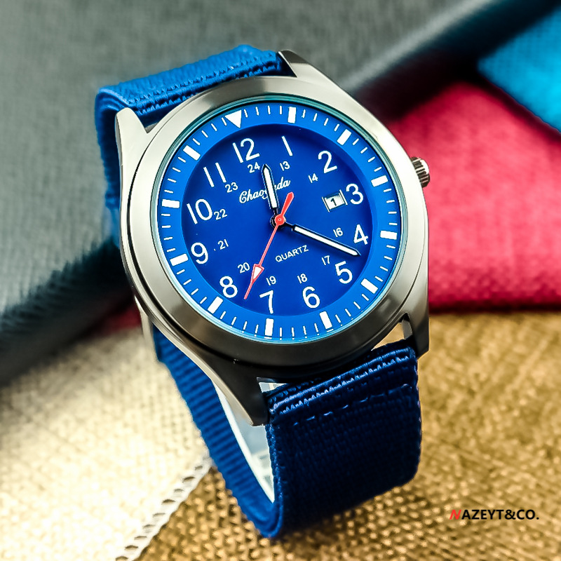 2022 reloj de moda de estilo coreano para hombres para estudiantes de secundaria y secundaria de lona deportiva al aire libre Calendario de hombre reloj impermeable