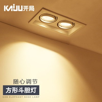 cob Recessed lights led Grille Spotlight square Double head Large head power Curtain shop Tile shop Hall lamp