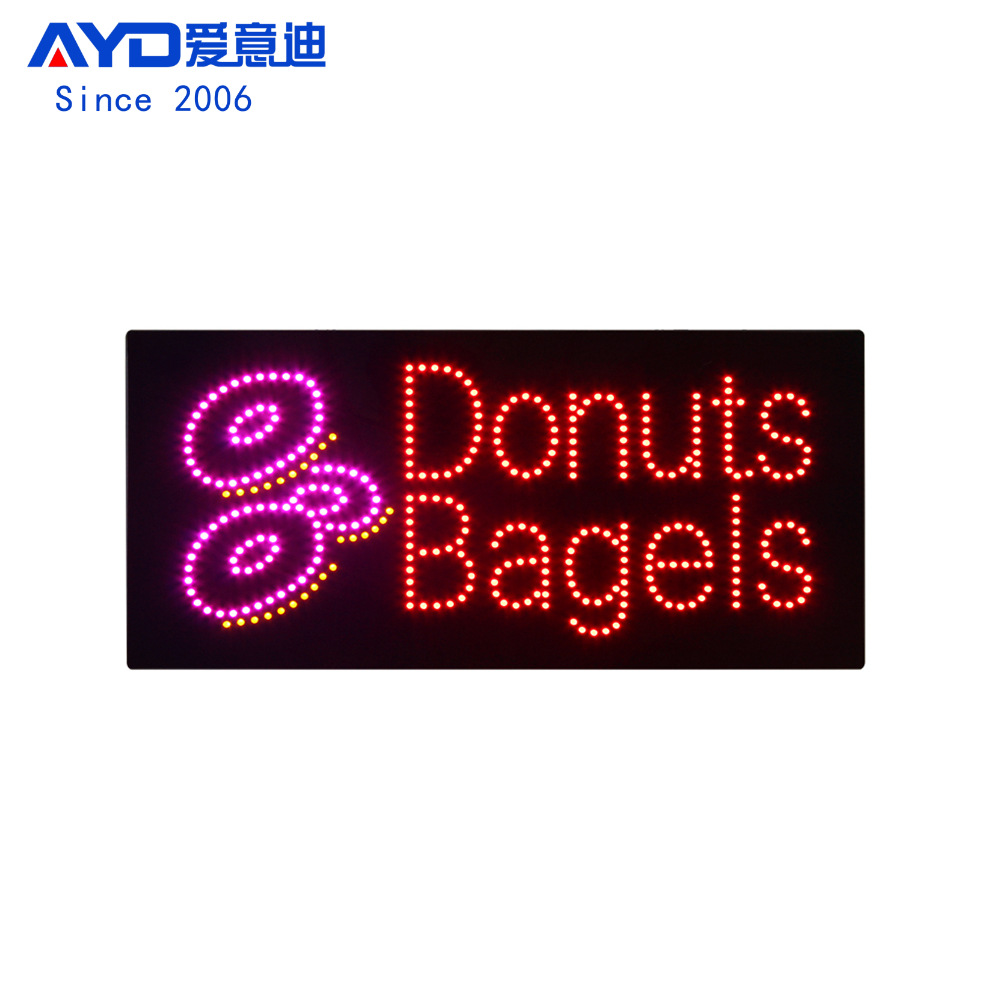 定制LED广告牌甜甜圈标识灯牌 LED Donuts Bagels Sign 60x30cm