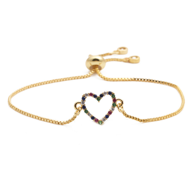 copper micro-inlaid color zircon love bracelet