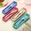 originality wheat stalk children Kitchen knives Fork spoon suit Cartoon baby travel environmental protection Portable gift tableware