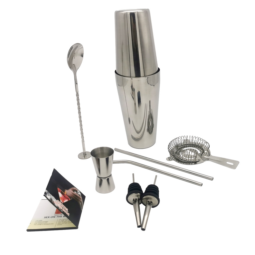 美式调酒器套装波士顿摇壶摇床不锈钢酒吧餐厅鸡尾酒调酒工具|ms
