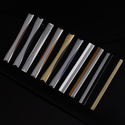 男士正装商务黑色珐琅领带夹子银色条纹领夹领带扣针蓝色线条领夹|ms