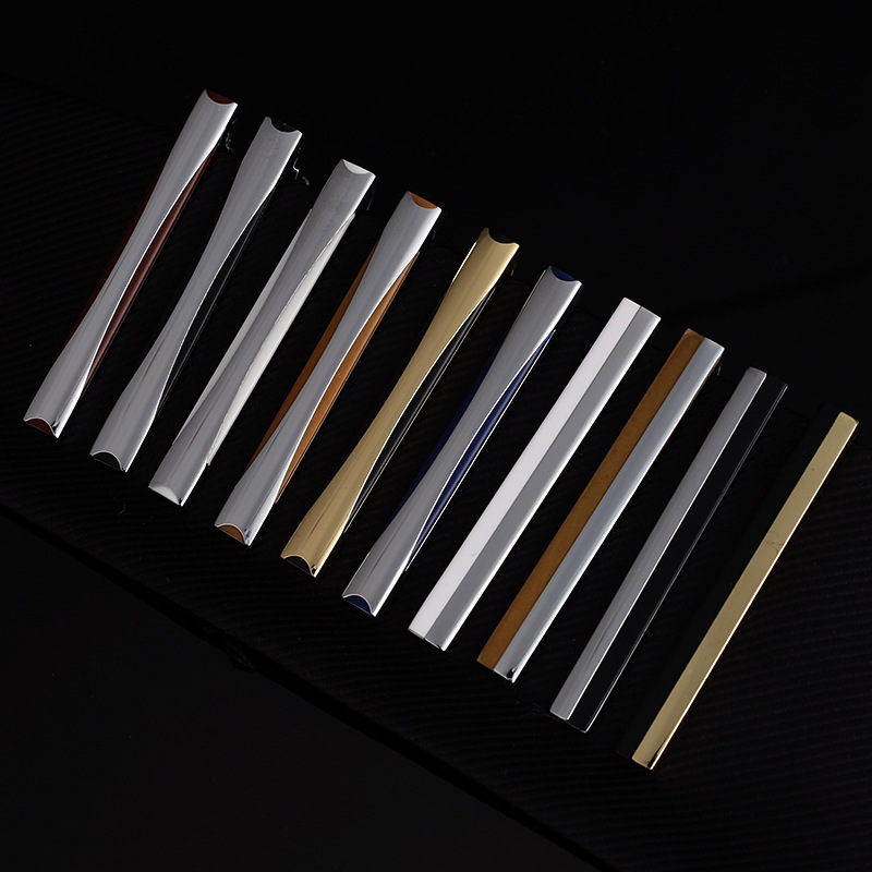 男士正装商务黑色珐琅领带夹子银色条纹领夹领带扣针蓝色线条领夹|ms