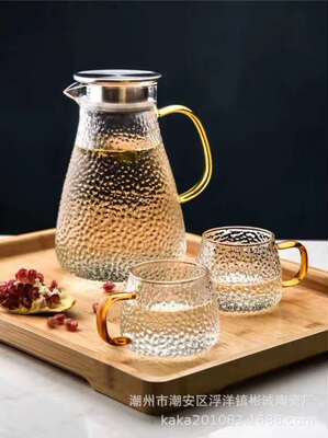 高硼硅耐热玻璃冷水壶加厚防爆大容量泡茶凉水壶果汁扎壶套装水杯