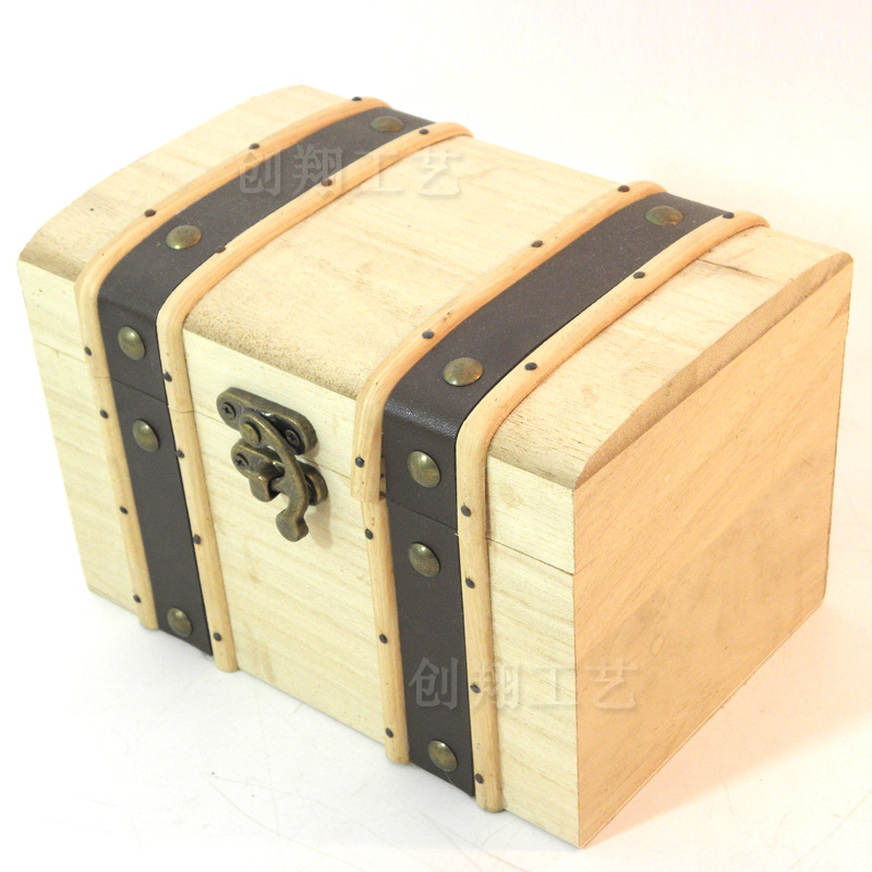 出口欧美手工木箱首饰纪念品盒便携实木储钱罐木质包装盒子订制