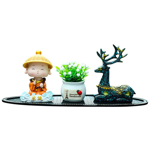 Car interior decoration ornaments Xiangyun Lucky Little Monk Creative Personality Have a safe journey Deer Car decoration accessories