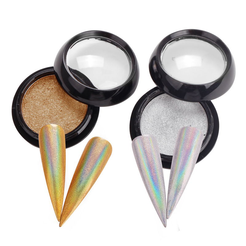 Polvo de espejo mágico láser sólido de uñas de grado cosmético polvo de láser de uñas de oro y plata galvanoplastia polvo de oro de titanio 2020 Venta caliente