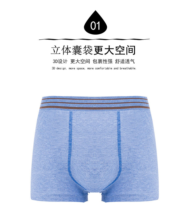 新款男士内裤纯棉中腰四角裤四色四件盒装直销快手直播淘宝天猫详情图2