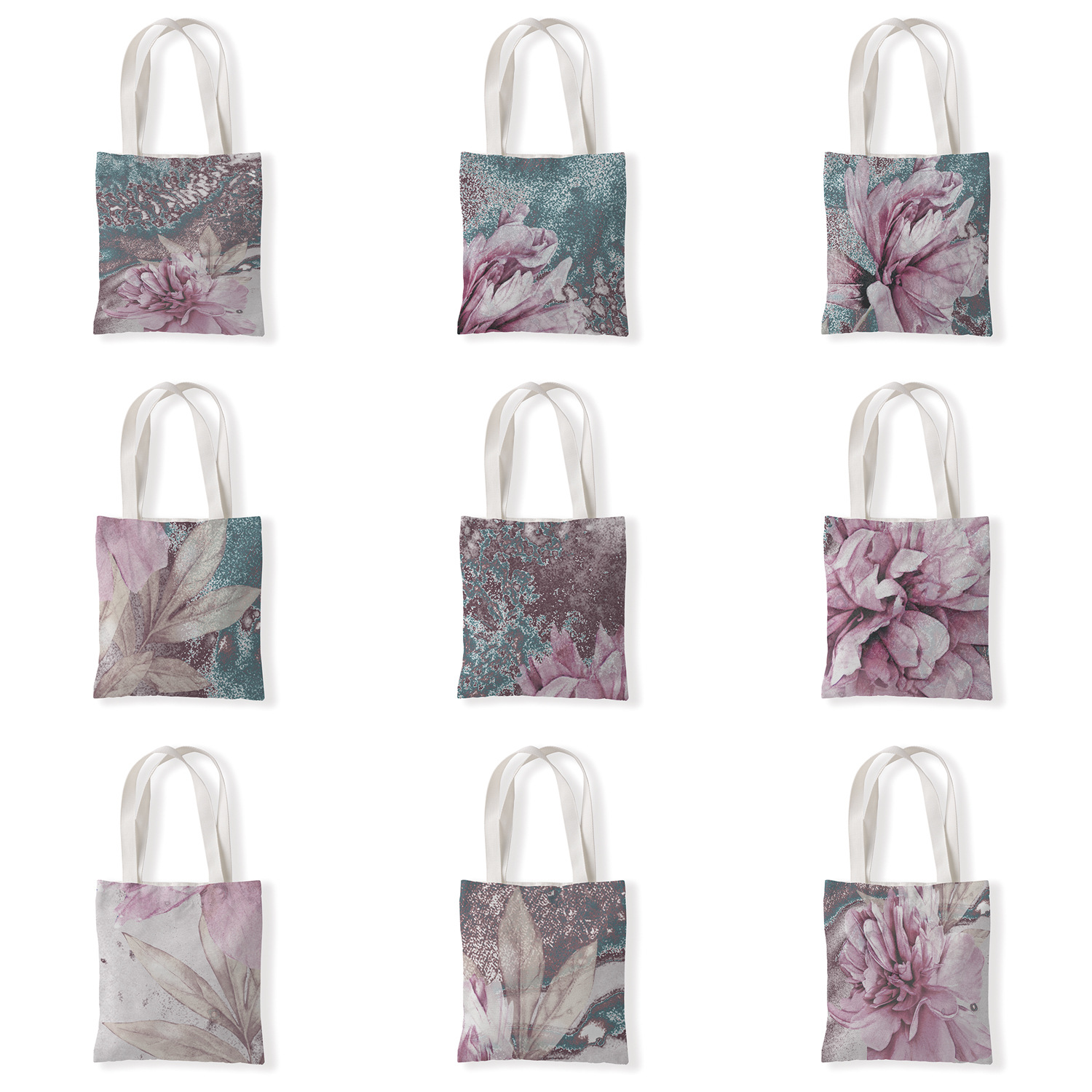 创意油画花帆布单肩袋百搭包学生手拎包休闲零钱袋环保购物袋