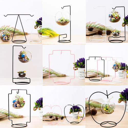 Universal Micro Landscape Wall Hook Bracket New Glass Bottle Hanger Iron Frame Barbie Doll Geometric Pattern Iron Stand