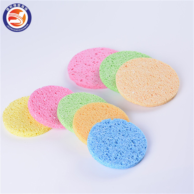 厂家批发压缩木浆棉 焊锡电极片海绵 黄色圆形木浆海绵块