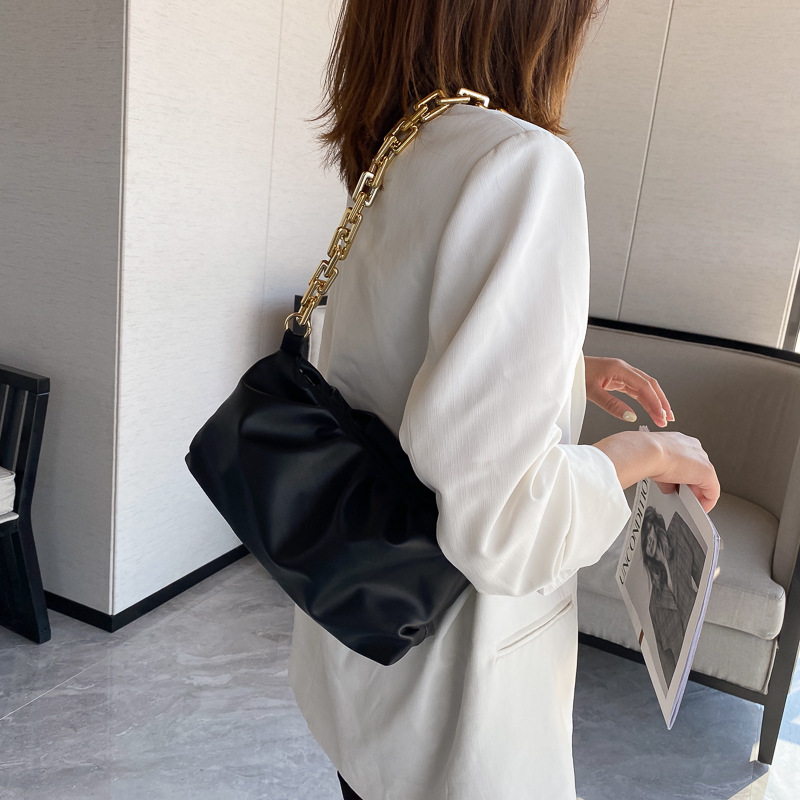 270g Weight Lock clasp Closure Type Single Shoulder Strap Strap Type Underarm Bag Bags Type Casual, Shopping Occasion Pu Leather Material Solid Color Pattern All Seasons Season Women's Gender Streetwear Style Medium Size Women's Medium Pu Leather Solid Color Streetwear Cloud Shape Lock Clasp Underarm Bag 26