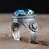 Stone inlay, blue zirconium, fashionable retro ring with stone, Aliexpress, European style, ebay