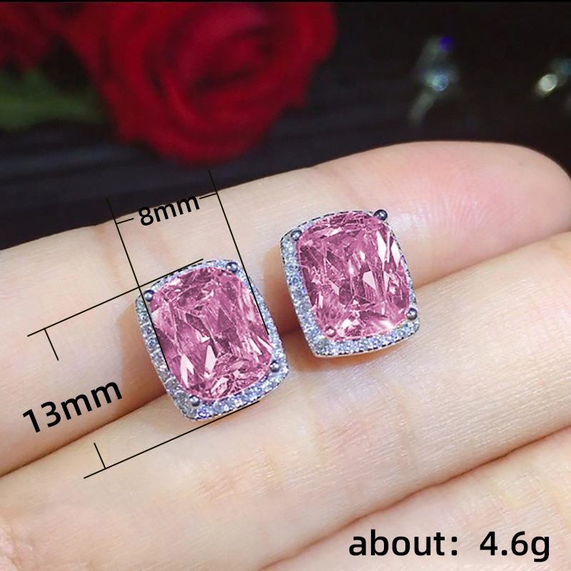 1 Pair Simple Style Rectangle Inlay Copper Zircon Ear Studs display picture 1