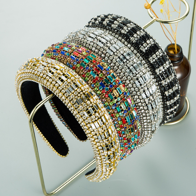 Barockes Retro-samtschwamm-strass-stirnband display picture 2