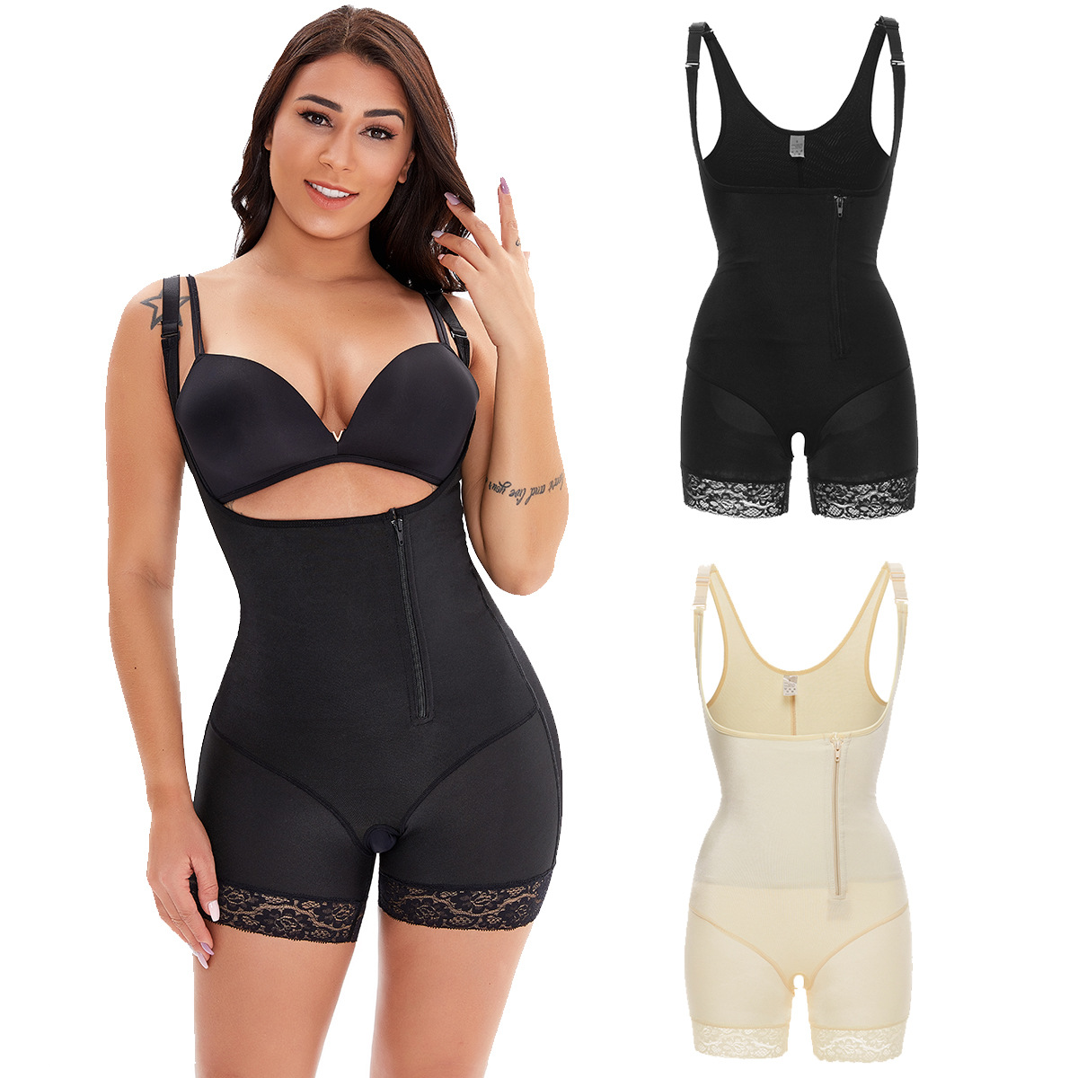 Cross-border supply body shaper lace zip...