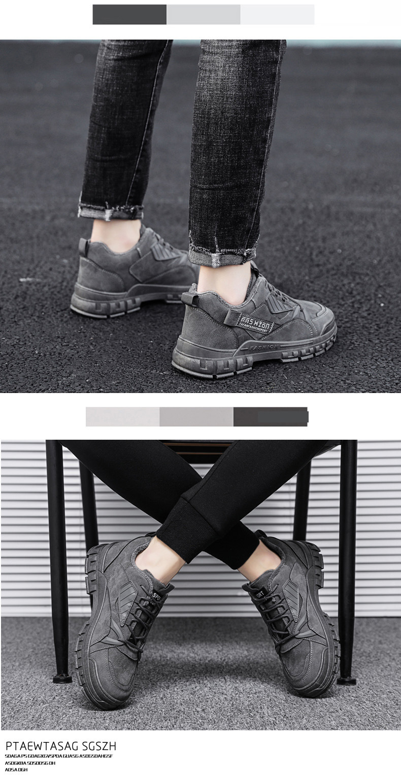 Chaussures basses décontractées en coton pour hommes, chaudes et en velours d'automne et d'hiver, travaux de chantier de sport, bottes Martin imperméables,_voghion.com