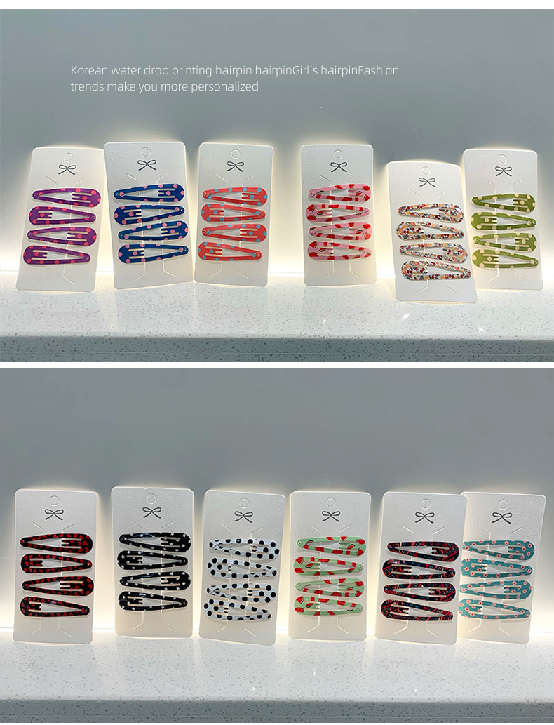 10g Weight Simple Style Water Droplets Metal Plating Hair Clip 1 Set