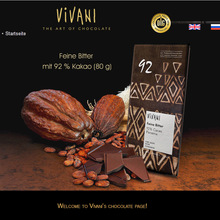 德国原装进口 Vivani薇莉 纯可可含量92%黑巧克力排块 盒装80g