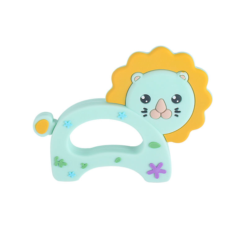 Pequeño León de dibujos animados bebé teether stick de silicona de grado alimenticio bebé juguete molar