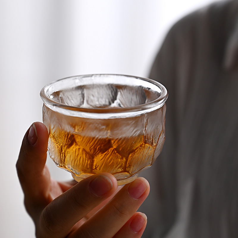 北禾 天青琉璃格纹冰冻主人杯纯手工单杯品茗杯高档功夫玉石茶杯