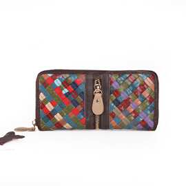 女士钱包包羊皮韩版零钱包编织拼接钱包新款包一件代发外贸包