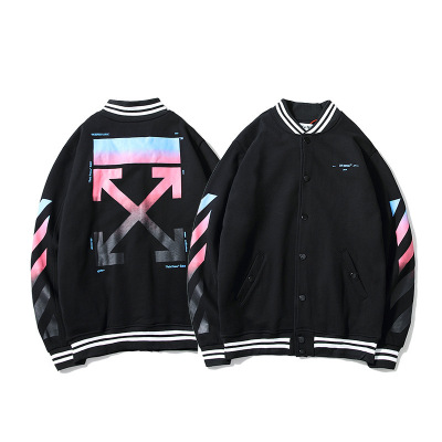 Autumn and winter new pattern man leisure time stripe Gradient printing Baseball shirt coat