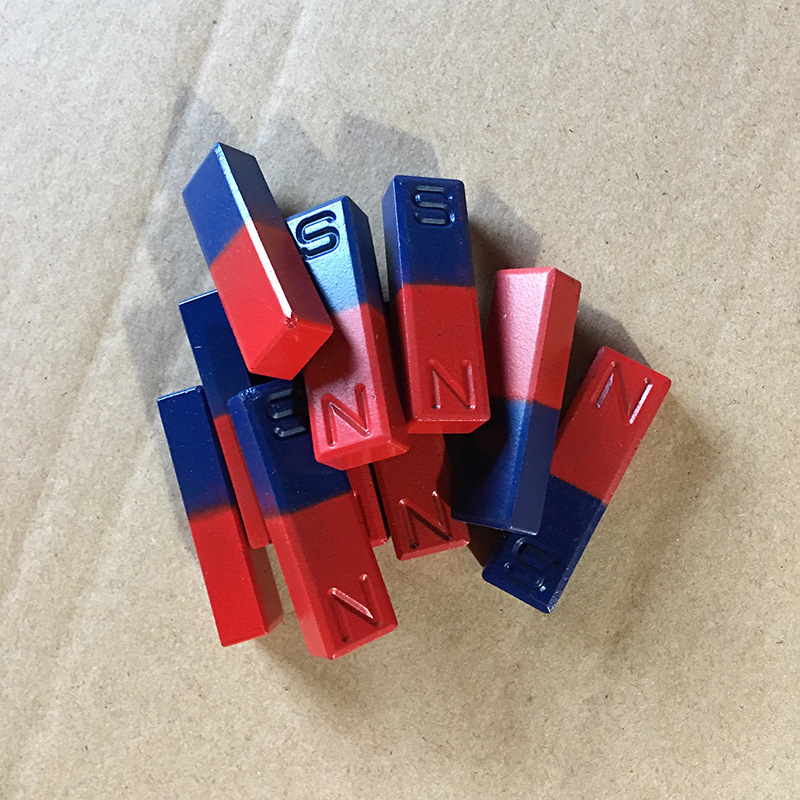 F50*9*9长条磁铁 红蓝教学磁铁  长方形喷漆磁铁 可加工做尺寸