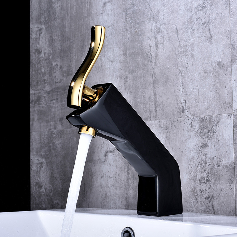 Factory direct sales of European-style matte colored washbasins, hot and cold mixed faucets, thickened all-copper main body bathroom cabinet faucets undefined