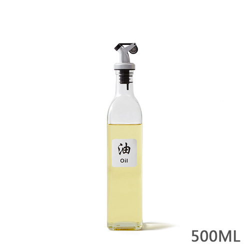 Square glass condiment bottle glass oil pot home kitchen automatic opening and closing oil spout condiment oil vinegar bottle oil tank pot