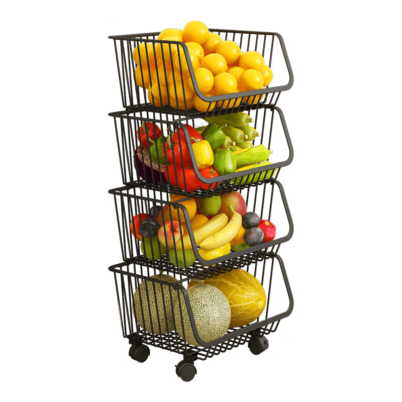 Fábrica directa cesta de verduras fruta cocina almacenamiento rack cesta de almacenamiento móvil multifuncional cocina cesta de almacenamiento