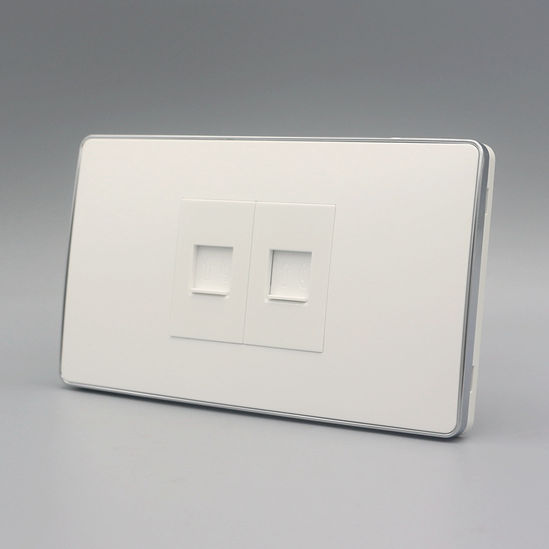 银边120型二位免打电话插座 双口CAT3语音电话信息模块电话线面板