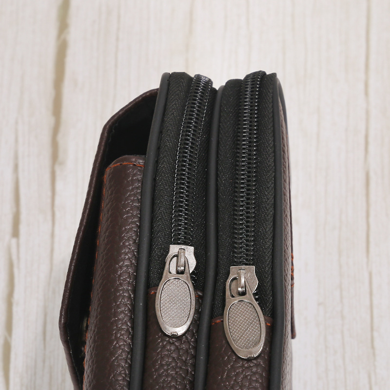 New Horizontal Vertical Mobile Phone Bag Men's Multi-Functional Leather Belt Mobile Phone Set Creative Mobile Phone Bag Gift Customization undefined