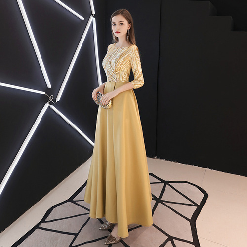 Evening Dresses cocktail party banquet dress vestido de banquete de cóctel Grand chorus performance dress female long dress banquet evening dress golden president