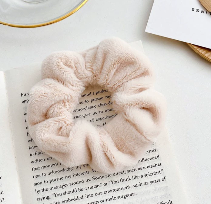 Hair Scrunchie (Brand) Cute Plush Elastic, Soft Fluffy Large-Loop, Multi Colors