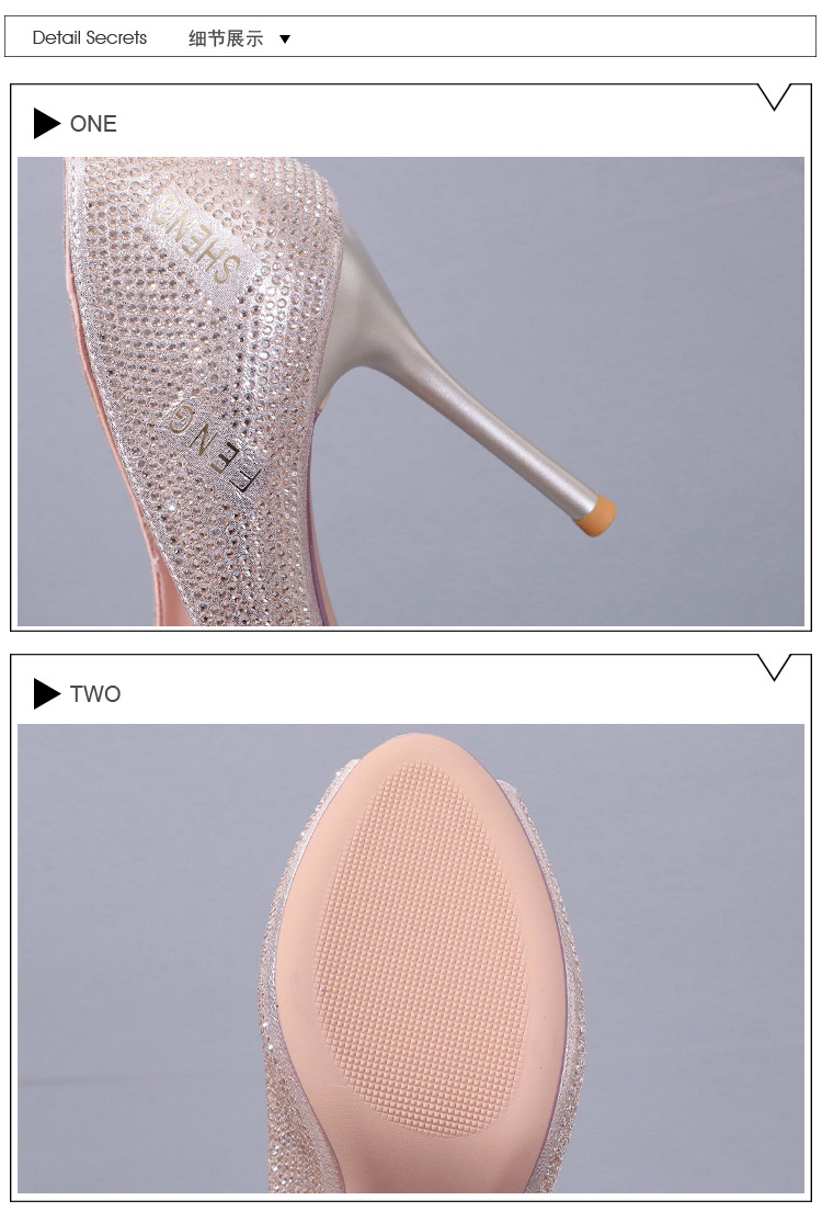 New Letters Rhinestone Fish Mouth High-heeled Single Shoes Stiletto Sexy Sandals Wholesale Nihaojewelry display picture 13