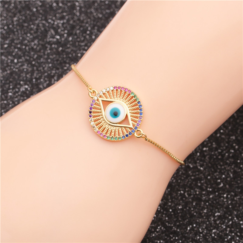 fashion trend new products micro-set zircon evil eye adjustable ladies bracelet wholesale nihaojewel