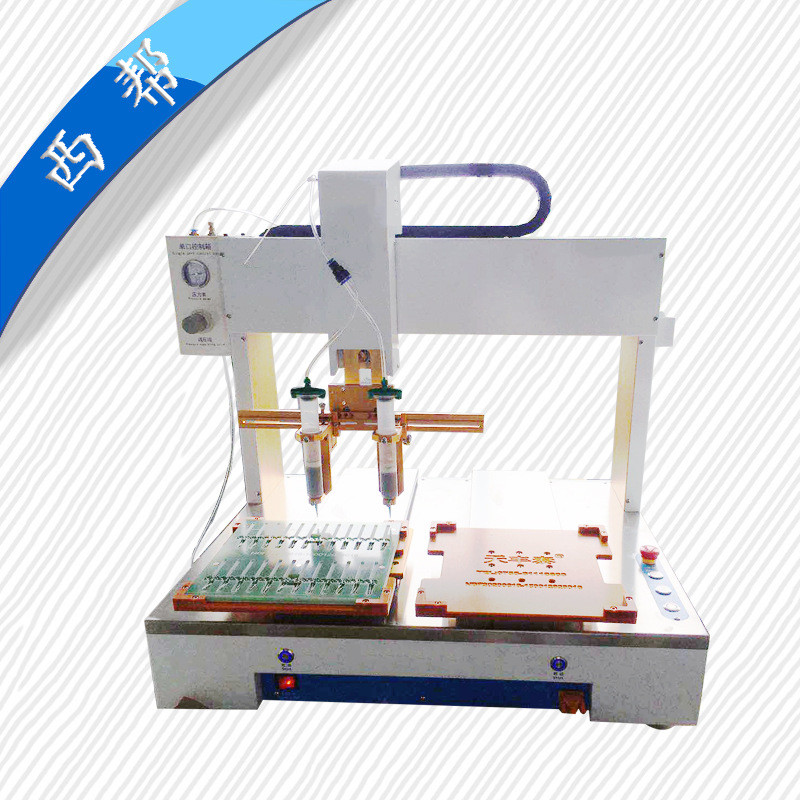 常州厂家直销电路板点锡膏双头点胶机 双工位全自动压力桶滴胶机